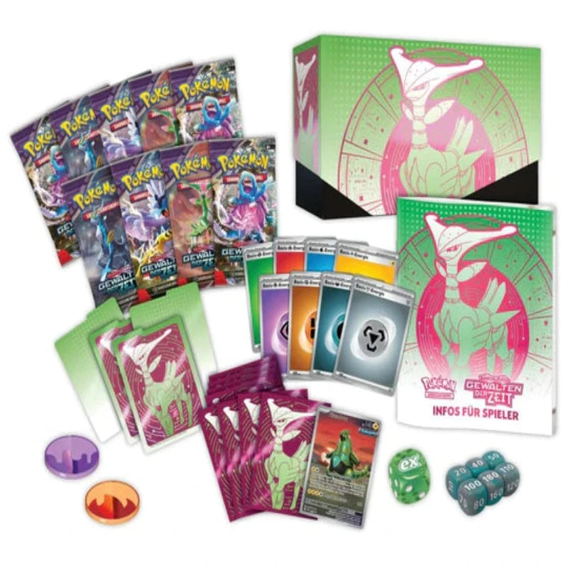 Pokémon Karmesin & Purpur Gewalten der Zeit Eisenblatt Top Trainer Box TCG Sammelkartenspiel