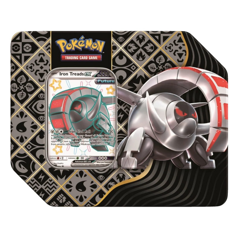 Pokemon Scarlet and Violet - Paldean Fates 5 Booster Tin Iron Treads ex Englisch  ´TCG Sammelkartenspiel