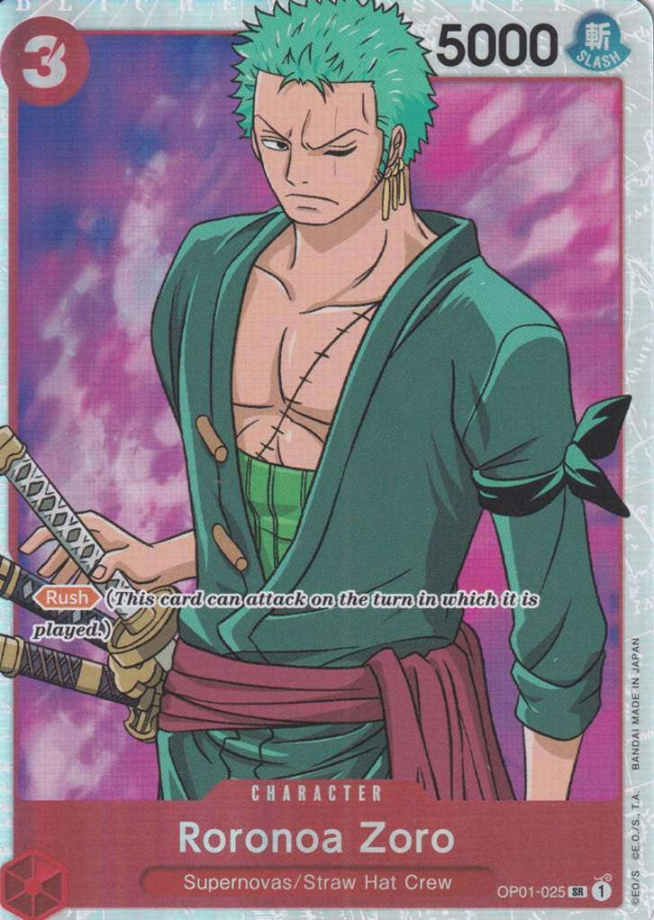 One Piece Einzelkarten Roronoa Zoro Super Rare OP01-025 Character Romance Dawn - TCG Sammelkartenspiel