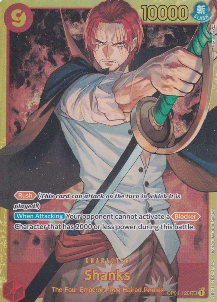 One Piece Card Game Einzelkarten Shanks (Secret Rare) OP01-120 Character Romance Dawn - TCG Sammelkartenspiel