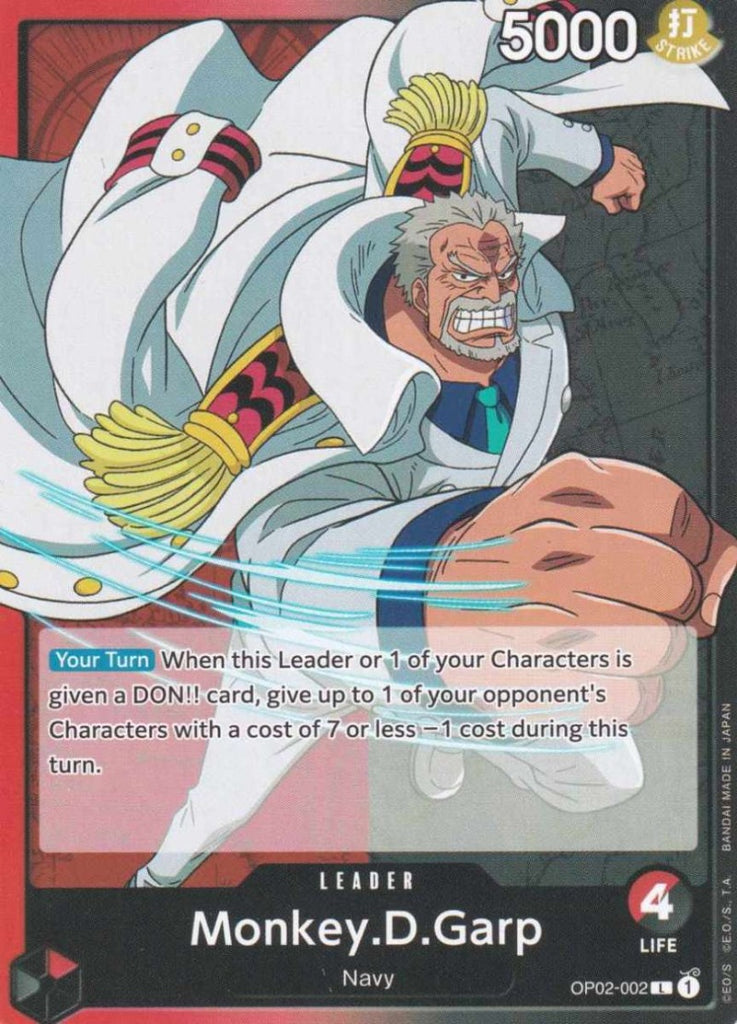 One Piece Card Game Einzelkarten Monkey.D.Garp (Common) OP02-002 Leader Paramount War - TCG Sammelkartenspiel