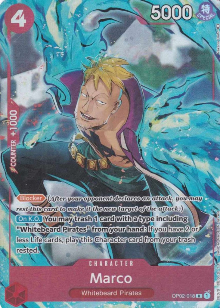 One Piece Card Game Einzelkarten Marco (Alternativ Art) Rare OP02-018 Character Paramount War - TCG Sammelkartenspiel