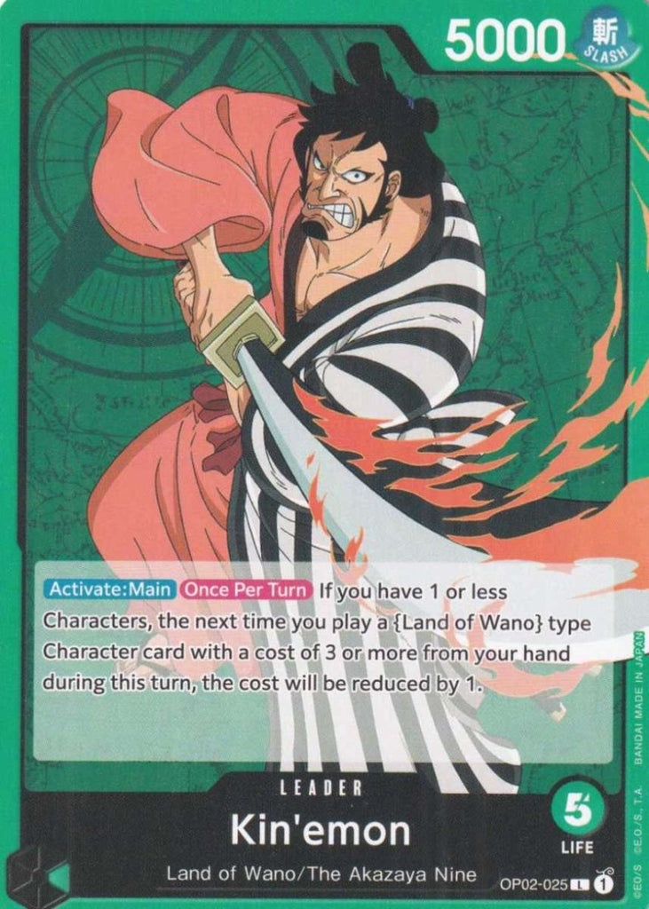 One Piece Card Game Einzelkarten "Kin'emon (Common) OP02-025 Leader Paramount War - TCG Sammelkartenspiel