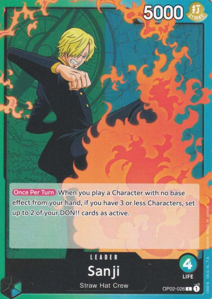 One Piece Card Game Einzelkarte Sanji (Common) OP02-026 Leader Paramount War - TCG Sammelkartenspiel