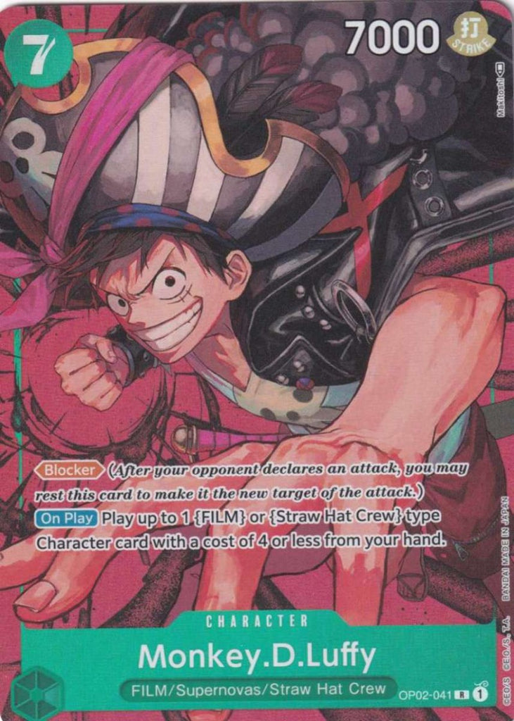 One Piece Card Game Einzelkarten Monkey.D.Luffy (Alternative Art / Rare)  OP02-041 Character Paramount War