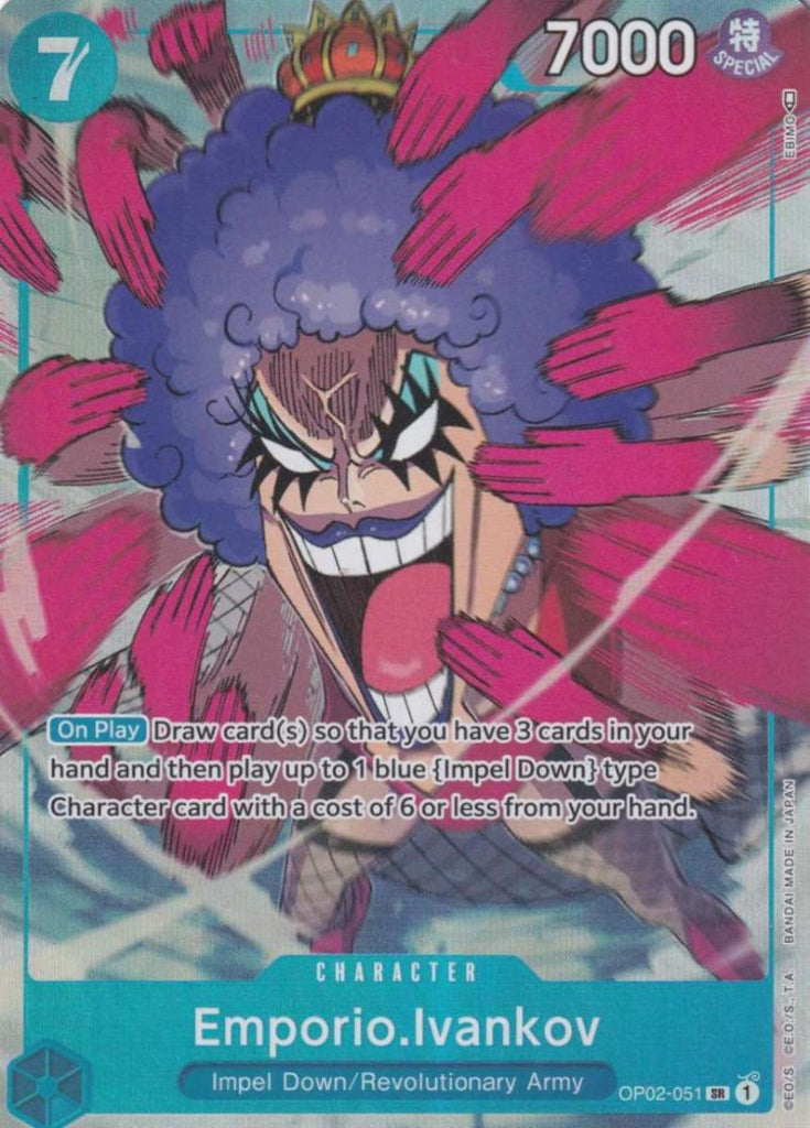 One Piece Card game Einzelkarten Emporio.Ivankov (Alternative Art / Super Rare) OP02-051 Character Paramount War - TCG Sammelkartenspiel