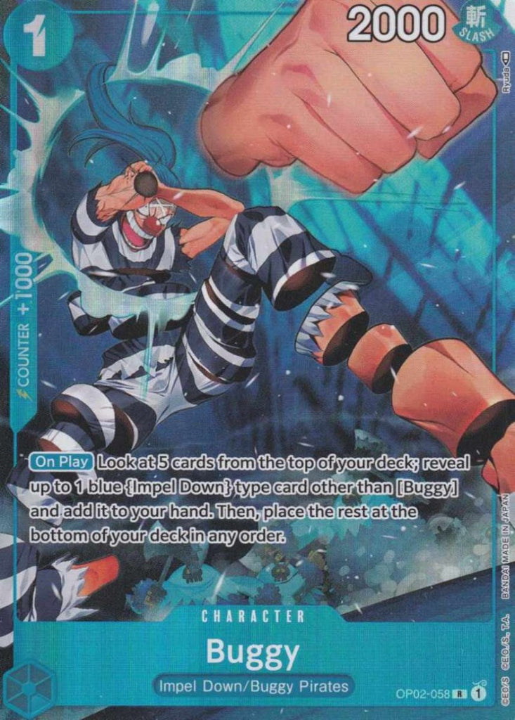 One Piece Card Game Einzelkarten Buggy (Alternative Art / Rare) OP02-058 Character Paramount War- TCG Sammelkartenspiel