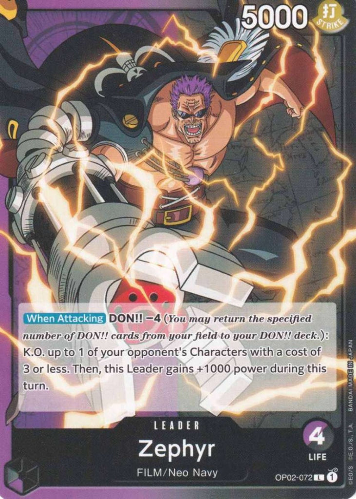 One Piece Card Game Einzelkarten Zephyr (Common) OP02-072 Leader Paramount War - TCG Sammelkartenspiel