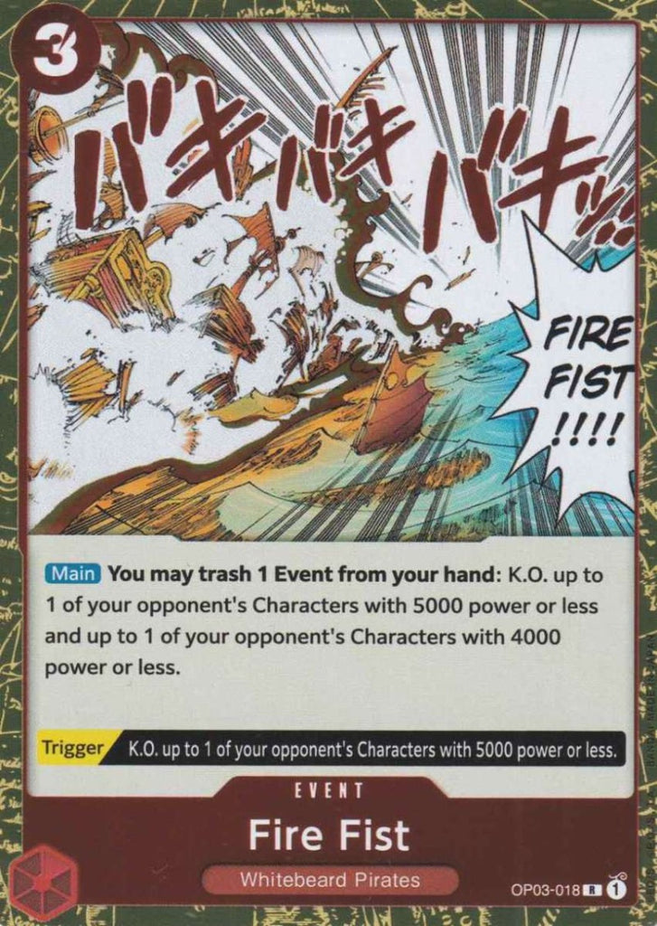 One Piece Card Game Einzelkarten Fire Fist (Rare) OP03-018 EVENT Pillars of Strength - TCG Sammelkartenspiel