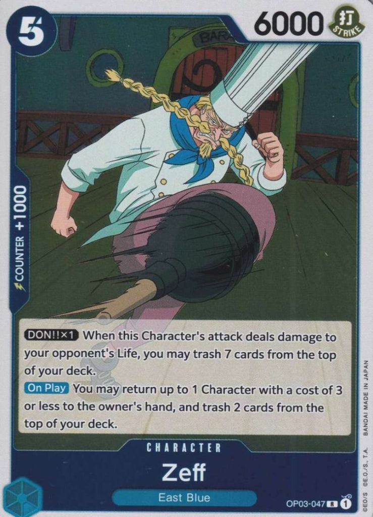 One Piece Card Game Einzelkarten Zeff (Rare) OP03-047 CHARACTER Pillars of Strength - TCG Sammelkartenspiel