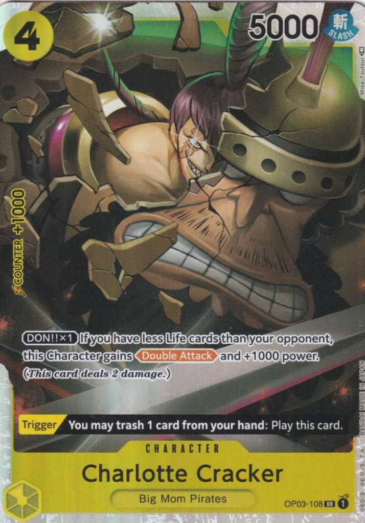 One Piece Card Game Einzelkarten Charlotte Cracker (Super Rare) OP03-108 CHARACTER Pillars of Strength - TCG Sammelkartenspiel