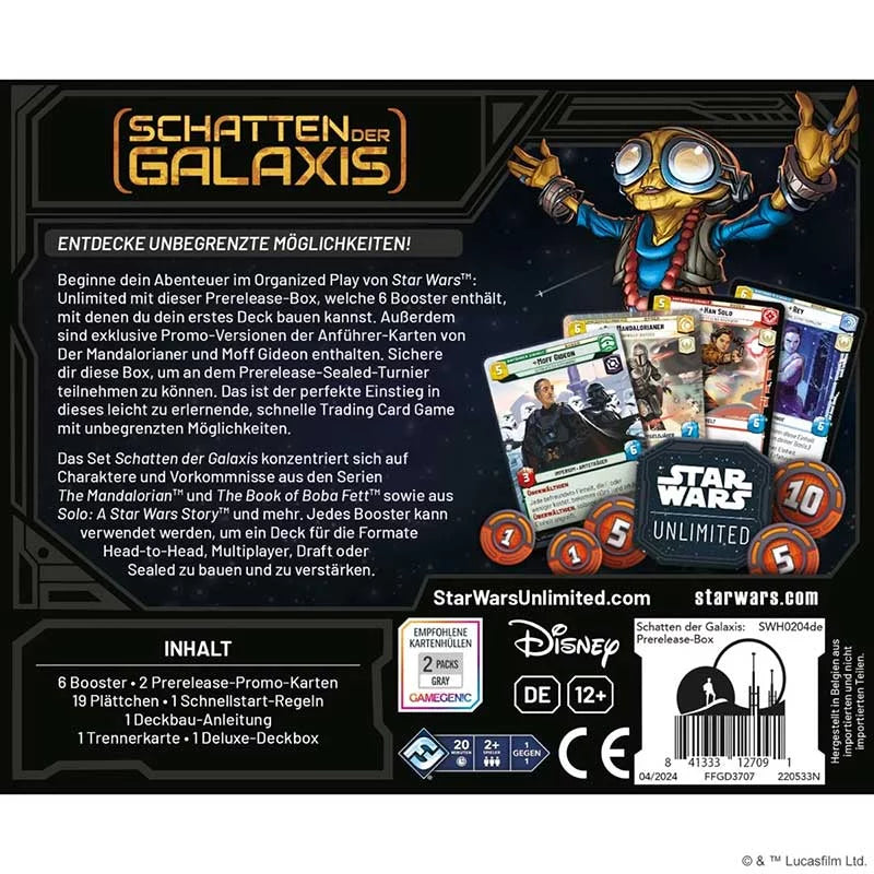 Star Wars: Unlimited – Schatten der Galaxis Prerelease-Box (Deutsch) TCG Sammelkartenspiel 